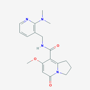 molecular formula C18H22N4O3 B2645482 N-((2-(dimethylamino)pyridin-3-yl)methyl)-7-methoxy-5-oxo-1,2,3,5-tetrahydroindolizine-8-carboxamide CAS No. 2034420-74-9