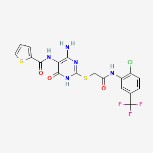 N-(4-amino-2-((2-((2-chloro-5-(trifluoromethyl)phenyl)amino)-2-oxoethyl)thio)-6-oxo-1,6-dihydropyrimidin-5-yl)thiophene-2-carboxamide