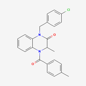 molecular formula C24H21ClN2O2 B2645487 1-(4-chlorobenzyl)-3-methyl-4-(4-methylbenzoyl)-3,4-dihydro-2(1H)-quinoxalinone CAS No. 317822-41-6