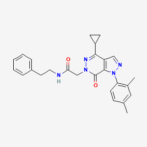 molecular formula C26H27N5O2 B2645491 2-(4-环丙基-1-(2,4-二甲苯基)-7-氧代-1H-吡唑并[3,4-d]哒嗪-6(7H)-基)-N-苯乙酰胺 CAS No. 1105239-61-9