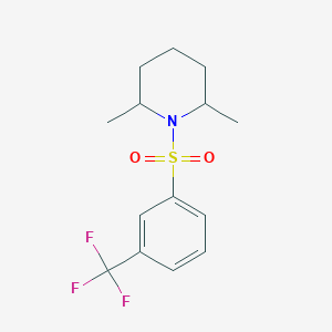 molecular formula C14H18F3NO2S B2645492 2,6-Dimethyl-1-[3-(trifluoromethyl)phenyl]sulfonylpiperidine CAS No. 670272-10-3