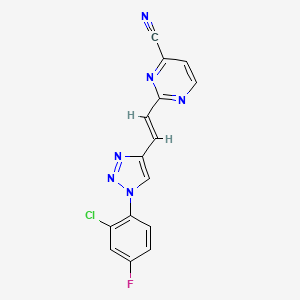 molecular formula C15H8ClFN6 B2645499 2-[(E)-2-[1-(2-Chloro-4-fluorophenyl)triazol-4-yl]ethenyl]pyrimidine-4-carbonitrile CAS No. 1445770-30-8