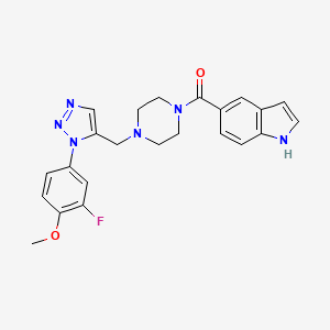 (4-((1-(3-fluoro-4-methoxyphenyl)-1H-1,2,3-triazol-5-yl)methyl)piperazin-1-yl)(1H-indol-5-yl)methanone
