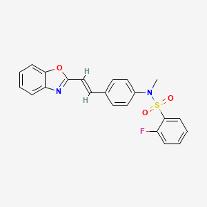 molecular formula C22H17FN2O3S B2645505 N-[4-[(E)-2-(1,3-苯并恶唑-2-基)乙烯基]苯基]-2-氟-N-甲基苯磺酰胺 CAS No. 2245106-21-0