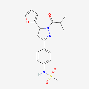 molecular formula C18H21N3O4S B2645507 N-(4-(5-(furan-2-yl)-1-isobutyryl-4,5-dihydro-1H-pyrazol-3-yl)phenyl)methanesulfonamide CAS No. 851717-81-2