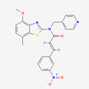 molecular formula C24H20N4O4S B2645517 (E)-N-(4-methoxy-7-methylbenzo[d]thiazol-2-yl)-3-(3-nitrophenyl)-N-(pyridin-4-ylmethyl)acrylamide CAS No. 941958-21-0