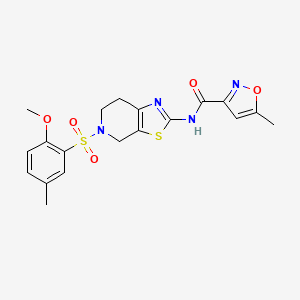 molecular formula C19H20N4O5S2 B2645520 N-(5-((2-methoxy-5-methylphenyl)sulfonyl)-4,5,6,7-tetrahydrothiazolo[5,4-c]pyridin-2-yl)-5-methylisoxazole-3-carboxamide CAS No. 1396881-69-8