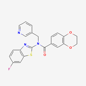 molecular formula C22H16FN3O3S B2645529 N-(6-fluorobenzo[d]thiazol-2-yl)-N-(pyridin-3-ylmethyl)-2,3-dihydrobenzo[b][1,4]dioxine-6-carboxamide CAS No. 895019-82-6