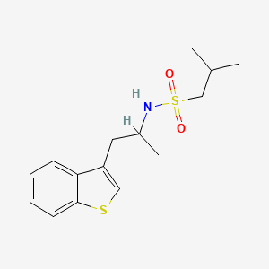 molecular formula C15H21NO2S2 B2645544 N-(1-(benzo[b]thiophen-3-yl)propan-2-yl)-2-methylpropane-1-sulfonamide CAS No. 2319898-03-6