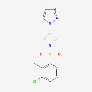 molecular formula C12H13ClN4O2S B2645555 1-(1-((3-chloro-2-methylphenyl)sulfonyl)azetidin-3-yl)-1H-1,2,3-triazole CAS No. 2034380-91-9