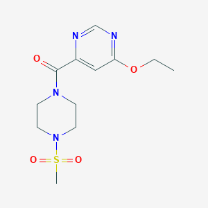 molecular formula C12H18N4O4S B2645574 (6-Ethoxypyrimidin-4-yl)(4-(methylsulfonyl)piperazin-1-yl)methanone CAS No. 2034250-07-0