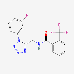 molecular formula C16H11F4N5O B2645576 N-((1-(3-氟苯基)-1H-四唑-5-基)甲基)-2-(三氟甲基)苯甲酰胺 CAS No. 921056-11-3