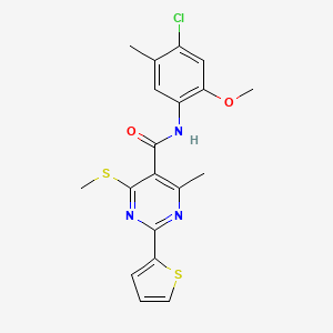 N-(4-chloro-2-methoxy-5-methylphenyl)-4-methyl-6-(methylsulfanyl)-2-(thiophen-2-yl)pyrimidine-5-carboxamide