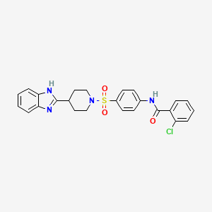 molecular formula C25H23ClN4O3S B2645579 N-(4-((4-(1H-benzo[d]imidazol-2-yl)piperidin-1-yl)sulfonyl)phenyl)-2-chlorobenzamide CAS No. 886888-68-2