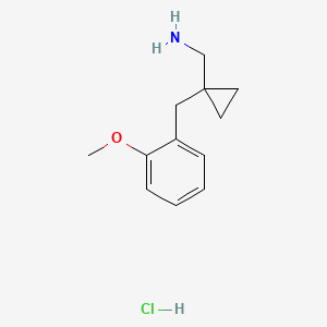 molecular formula C12H18ClNO B2645583 1-[(2-甲氧苯基)甲基]环丙基-甲胺盐酸盐 CAS No. 1439897-92-3