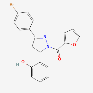 molecular formula C20H15BrN2O3 B2645588 2-[3-(4-bromophenyl)-1-(furan-2-carbonyl)-4,5-dihydro-1H-pyrazol-5-yl]phenol CAS No. 443909-46-4