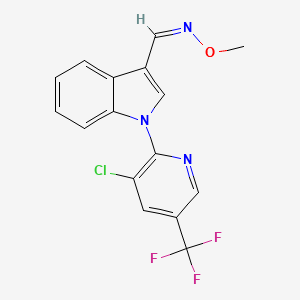 molecular formula C16H11ClF3N3O B2645590 1-[3-氯-5-(三氟甲基)-2-吡啶基]-1H-吲哚-3-甲醛 O-甲基肟 CAS No. 338410-02-9