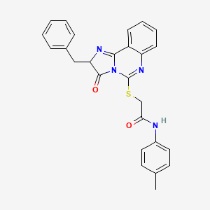 molecular formula C26H22N4O2S B2645598 2-[(2-benzyl-3-oxo-2,3-dihydroimidazo[1,2-c]quinazolin-5-yl)thio]-N-(4-methylphenyl)acetamide CAS No. 1053079-82-5