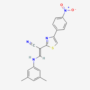 molecular formula C20H16N4O2S B2645599 (E)-3-((3,5-dimethylphenyl)amino)-2-(4-(4-nitrophenyl)thiazol-2-yl)acrylonitrile CAS No. 374101-13-0