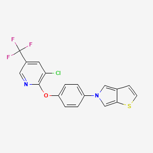 molecular formula C18H10ClF3N2OS B2645603 5-(4-{[3-chloro-5-(trifluoromethyl)-2-pyridinyl]oxy}phenyl)-5H-thieno[2,3-c]pyrrole CAS No. 338781-10-5