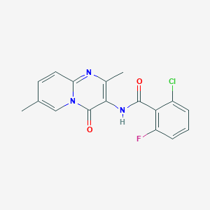molecular formula C17H13ClFN3O2 B2645612 2-氯-N-(2,7-二甲基-4-氧代-4H-吡啶并[1,2-a]嘧啶-3-基)-6-氟苯甲酰胺 CAS No. 941965-72-6