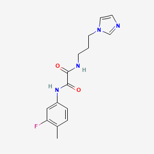 molecular formula C15H17FN4O2 B2645614 N'-(3-氟-4-甲苯基)-N-(3-咪唑-1-基丙基)草酰胺 CAS No. 899956-52-6