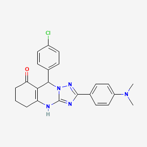 molecular formula C23H22ClN5O B2645617 9-(4-氯苯基)-2-(4-(二甲氨基)苯基)-5,6,7,9-四氢-[1,2,4]三唑并[5,1-b]喹唑啉-8(4H)-酮 CAS No. 540477-29-0