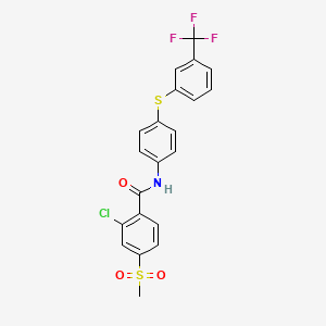 molecular formula C21H15ClF3NO3S2 B2645625 2-氯-4-甲基磺酰基-N-[4-[3-(三氟甲基)苯基]硫代苯基]苯甲酰胺 CAS No. 339104-86-8