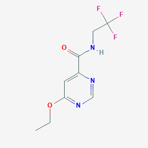 molecular formula C9H10F3N3O2 B2645627 6-乙氧基-N-(2,2,2-三氟乙基)嘧啶-4-甲酰胺 CAS No. 2034634-44-9