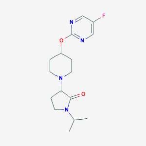 molecular formula C16H23FN4O2 B2645660 3-[4-(5-Fluoropyrimidin-2-yl)oxypiperidin-1-yl]-1-propan-2-ylpyrrolidin-2-one CAS No. 2379951-43-4