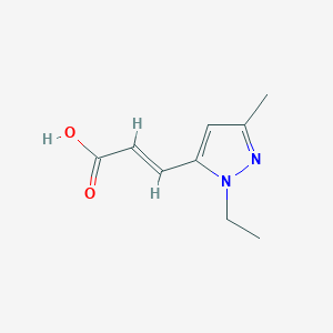 molecular formula C9H12N2O2 B2645663 (E)-3-(2-Ethyl-5-methylpyrazol-3-yl)prop-2-enoic acid CAS No. 2149114-79-2
