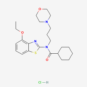 molecular formula C23H34ClN3O3S B2645667 N-(4-ethoxybenzo[d]thiazol-2-yl)-N-(3-morpholinopropyl)cyclohexanecarboxamide hydrochloride CAS No. 1215682-23-7
