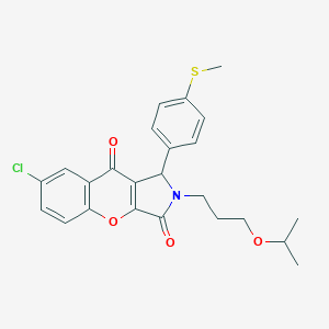 molecular formula C24H24ClNO4S B264567 7-Chloro-2-(3-isopropoxypropyl)-1-[4-(methylsulfanyl)phenyl]-1,2-dihydrochromeno[2,3-c]pyrrole-3,9-dione 