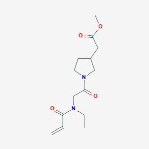 molecular formula C14H22N2O4 B2645675 Methyl 2-[1-[2-[ethyl(prop-2-enoyl)amino]acetyl]pyrrolidin-3-yl]acetate CAS No. 2361803-43-0