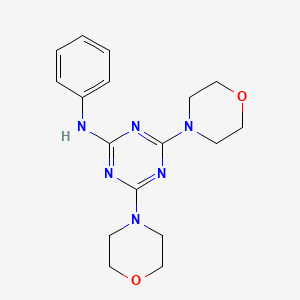molecular formula C17H22N6O2 B2645681 2-苯胺基-4,6-二(4-吗啉基)-1,3,5-三嗪 CAS No. 93438-27-8