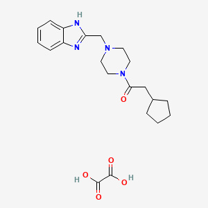 molecular formula C21H28N4O5 B2645686 1-(4-((1H-benzo[d]imidazol-2-yl)methyl)piperazin-1-yl)-2-cyclopentylethanone oxalate CAS No. 1351615-66-1