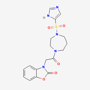 molecular formula C17H19N5O5S B2645687 3-(2-(4-((1H-咪唑-4-基)磺酰基)-1,4-二氮杂环戊烷-1-基)-2-氧代乙基)苯并[d]恶唑-2(3H)-酮 CAS No. 1904364-66-4