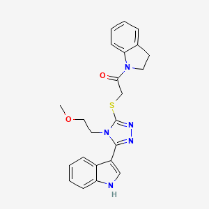 molecular formula C23H23N5O2S B2645690 2-((5-(1H-吲哚-3-基)-4-(2-甲氧基乙基)-4H-1,2,4-三唑-3-基)硫代)-1-(吲哚啉-1-基)乙酮 CAS No. 852144-53-7
