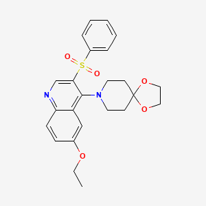 molecular formula C24H26N2O5S B2645692 8-[3-(苯磺酰基)-6-乙氧基喹啉-4-基]-1,4-二噁-8-氮杂螺[4.5]癸烷 CAS No. 866811-87-2