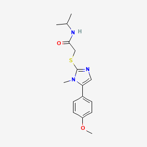 molecular formula C16H21N3O2S B2645700 N-异丙基-2-((5-(4-甲氧基苯基)-1-甲基-1H-咪唑-2-基)硫代)乙酰胺 CAS No. 1207012-64-3