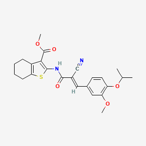 molecular formula C24H26N2O5S B2645719 (E)-methyl 2-(2-cyano-3-(4-isopropoxy-3-methoxyphenyl)acrylamido)-4,5,6,7-tetrahydrobenzo[b]thiophene-3-carboxylate CAS No. 380551-66-6