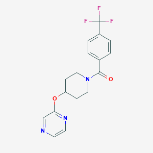 molecular formula C17H16F3N3O2 B2645728 (4-(Pyrazin-2-yloxy)piperidin-1-yl)(4-(trifluoromethyl)phenyl)methanone CAS No. 1421493-14-2
