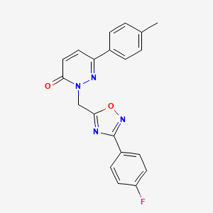 molecular formula C20H15FN4O2 B2645733 2-((3-(4-氟苯基)-1,2,4-恶二唑-5-基)甲基)-6-(对甲苯基)嘧啶-3(2H)-酮 CAS No. 1105196-29-9