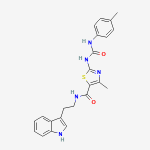 molecular formula C23H23N5O2S B2645742 N-(2-(1H-吲哚-3-基)乙基)-4-甲基-2-(3-(对甲苯基)脲基)噻唑-5-甲酰胺 CAS No. 941975-23-1