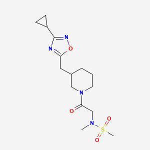 molecular formula C15H24N4O4S B2645748 N-(2-(3-((3-cyclopropyl-1,2,4-oxadiazol-5-yl)methyl)piperidin-1-yl)-2-oxoethyl)-N-methylmethanesulfonamide CAS No. 1705375-30-9