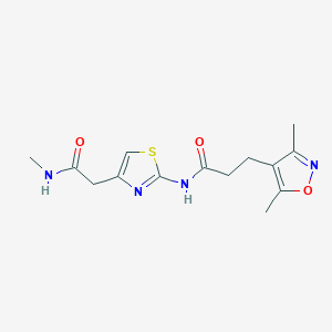 molecular formula C14H18N4O3S B2645749 3-(3,5-dimethylisoxazol-4-yl)-N-(4-(2-(methylamino)-2-oxoethyl)thiazol-2-yl)propanamide CAS No. 1235631-58-9