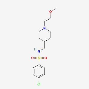 molecular formula C15H23ClN2O3S B2645755 4-chloro-N-((1-(2-methoxyethyl)piperidin-4-yl)methyl)benzenesulfonamide CAS No. 952983-36-7