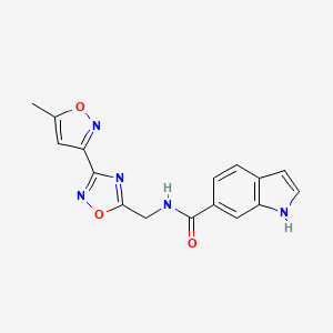 molecular formula C16H13N5O3 B2645758 N-{[3-(5-甲基-1,2-恶唑-3-基)-1,2,4-恶二唑-5-基]甲基}-1H-吲哚-6-甲酰胺 CAS No. 2097898-65-0