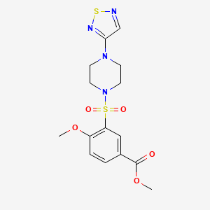 molecular formula C15H18N4O5S2 B2645777 3-((4-(1,2,5-噻二唑-3-基)哌嗪-1-基)磺酰基)-4-甲氧基苯甲酸甲酯 CAS No. 2319722-48-8