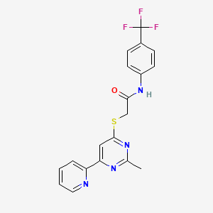 molecular formula C19H15F3N4OS B2645782 2-((2-甲基-6-(吡啶-2-基)嘧啶-4-基)硫代)-N-(4-(三氟甲基)苯基)乙酰胺 CAS No. 1251587-96-8